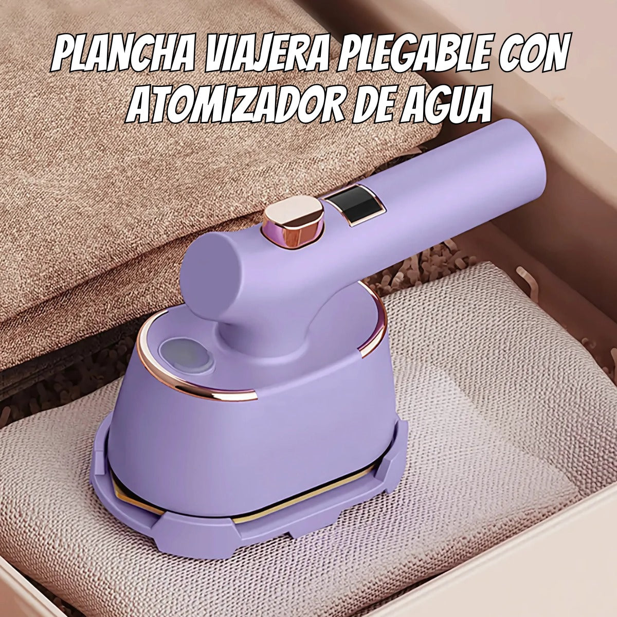 PLANCHA VIAJERA PLEGABLE CON ATOMIZADOR DE AGUA