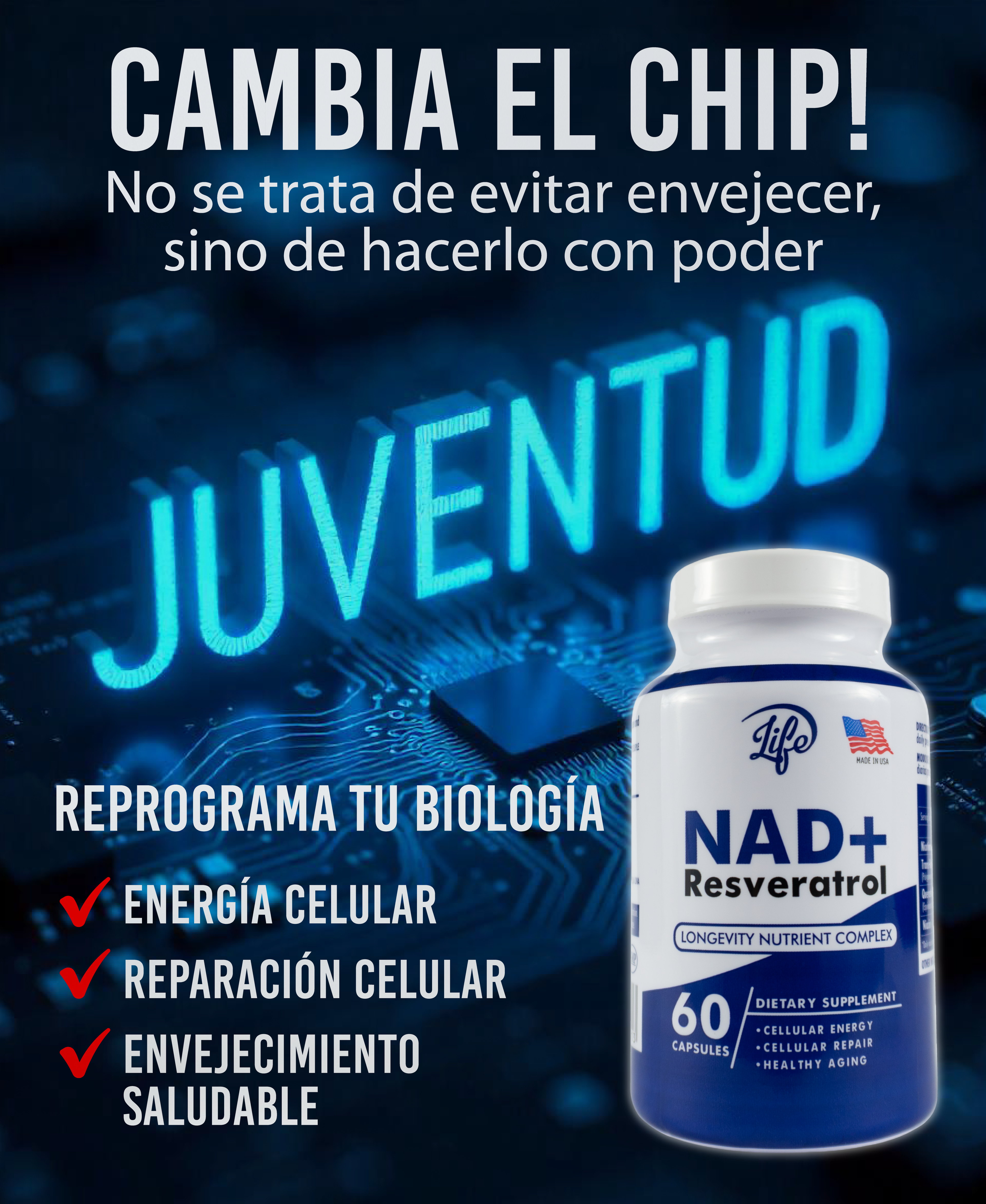 NAD RESVERATROL (OPTIMIZA LA FUNCIÓN COGNITIVA Y PROTEGE LAS NEURONAS)