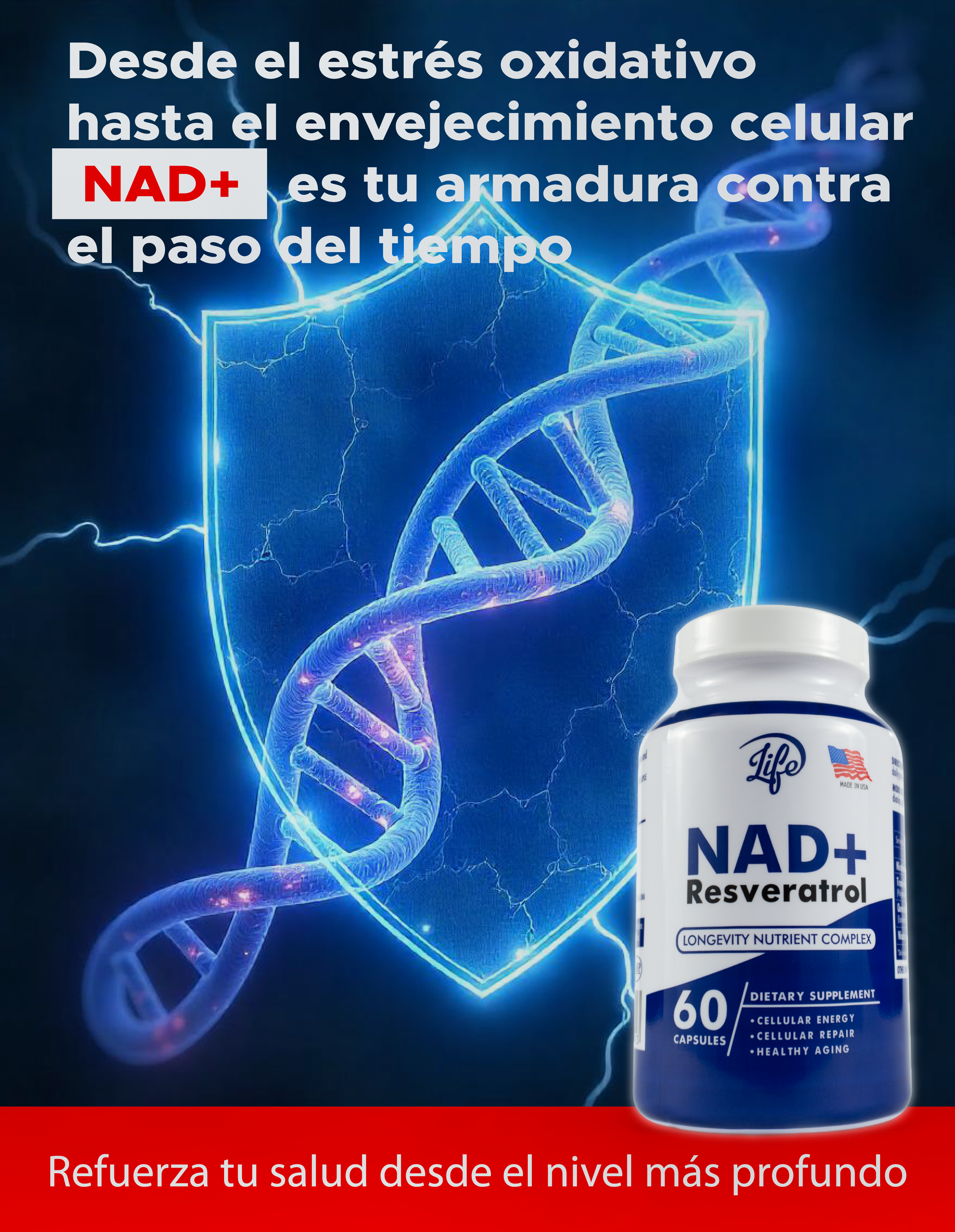 NAD RESVERATROL (OPTIMIZA LA FUNCIÓN COGNITIVA Y PROTEGE LAS NEURONAS)